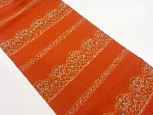 ふくれ織横段に花・菱模様織出し名古屋帯